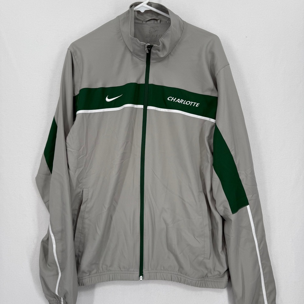 Nike Charlotte 49ers Dri-FIT Full Zip Jacket Finish Mens M Gray Green White